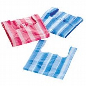 Vest Carrier Bags (Candy Stripe) by R R Packaging Ltd