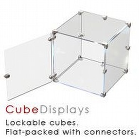Flat-Pack Acrylic Cube Displays by Pure Display Ltd.